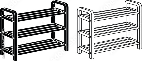 Shoe rack organizer space saving storage solution editable vector