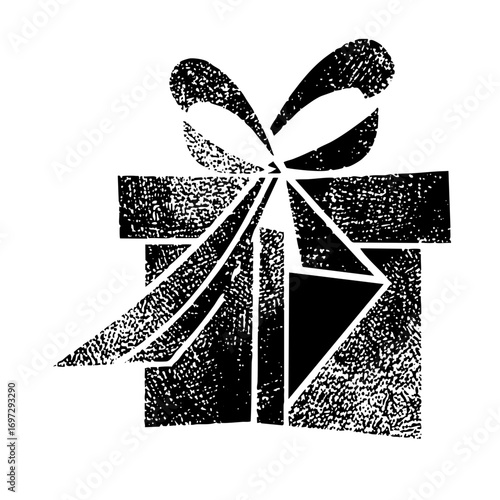 Vector Festive gift box with a bow and ribbons.