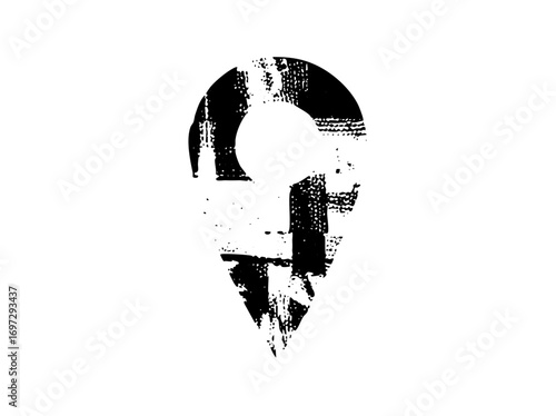 Vector Abstract face with distressed vector shapes.