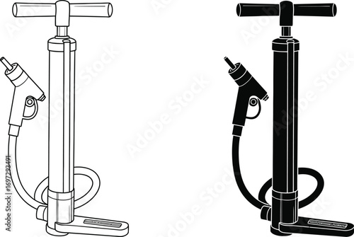 Find the best floor pump for your bike tires today editable vector