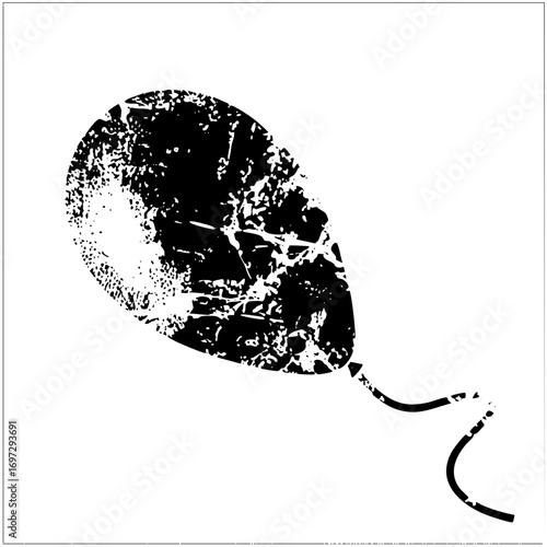 Vector Distressed balloon with a trailing ribbon.