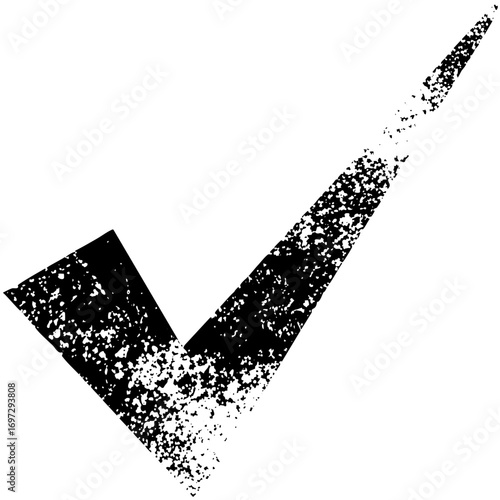 Vector Distressed check mark with a textured grunge effect.