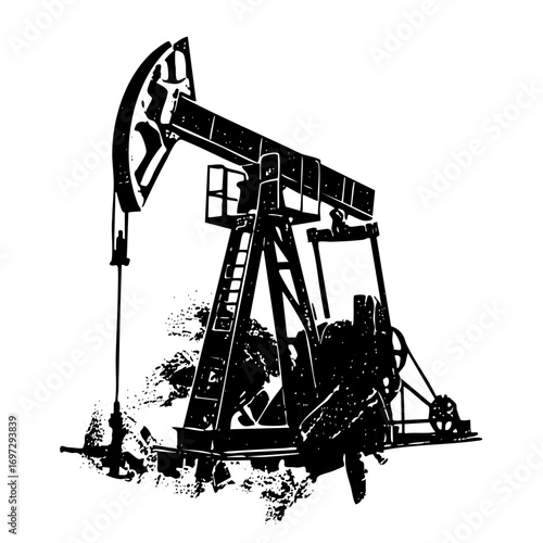 Vector Detailed vector of a pumping jack for oil extraction.
