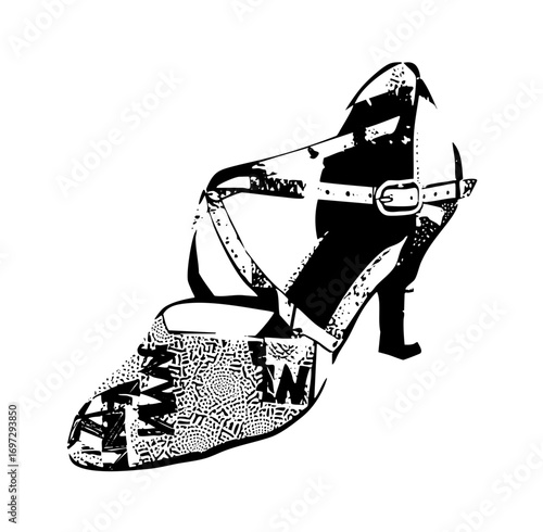 Vector Elegant high-heeled sandal with a decorative strap.