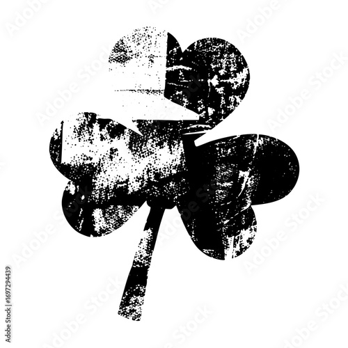 Vector Distressed clover with a top hat.
