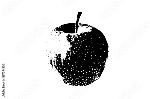 Vector Black and white of a bitten with a textured surface.