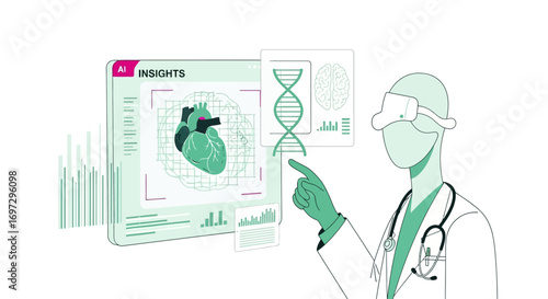 Doctor Examining Heart Anatomy Using Augmented Reality Technology for Medical Insights
