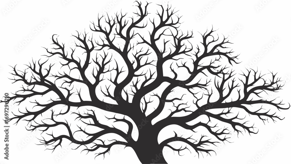 Obraz premium Striking bare tree silhouette with intricate branches creates a dramatic, natural design element