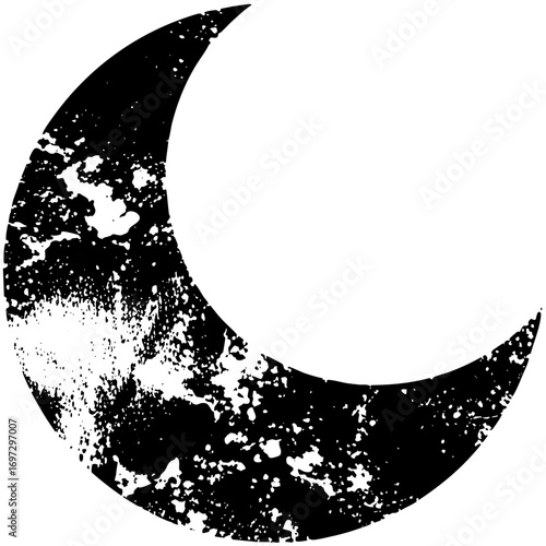 Vector Distressed moon with textured surface.