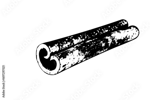 Vector Black and white of two parallel cylindrical logs.