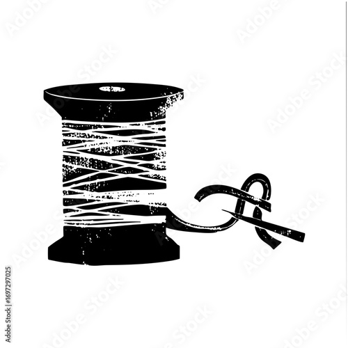 Vector Vintage thread spool with ribbon