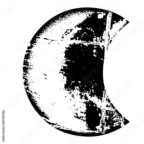 Vector Distressed moon with textured surface.