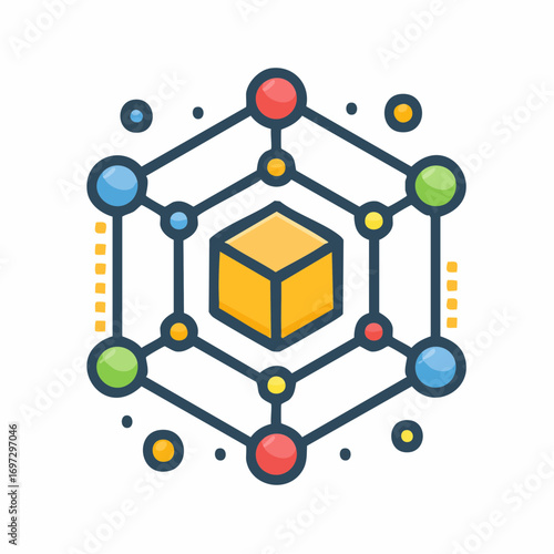Abstract molecular network connecting people, technology, and global communication