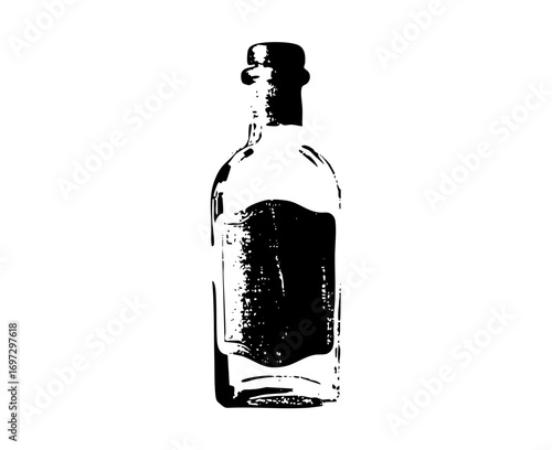 Vector Vintage glass bottle with textured details.