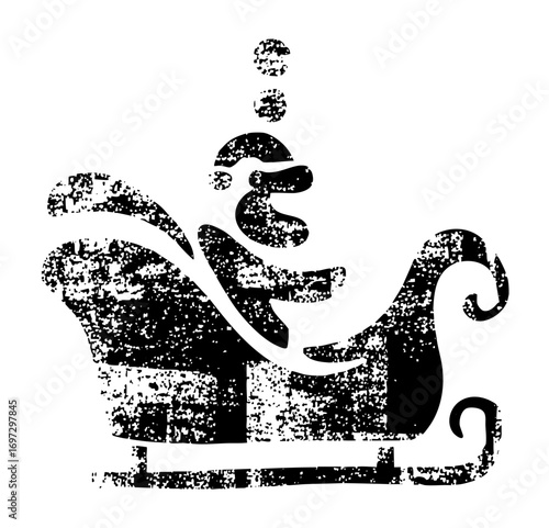 Vector Festive sleigh ride features Santa and reindeer.