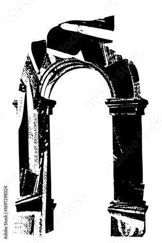 Vector Detailed architectural archway with ornate columns.
