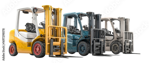 Colorful Modern Forklifts for Industrial Warehouse Transportation