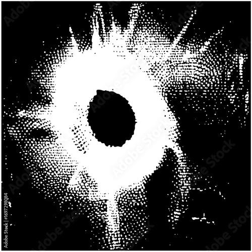 Vector Abstract floral burst with central void .