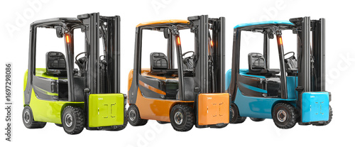 Colorful Forklifts for Warehouse Operations and Material Handling