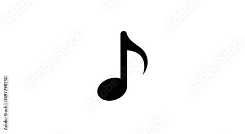 Eighth Note Isolated on White Background Symbolic Representation of Music