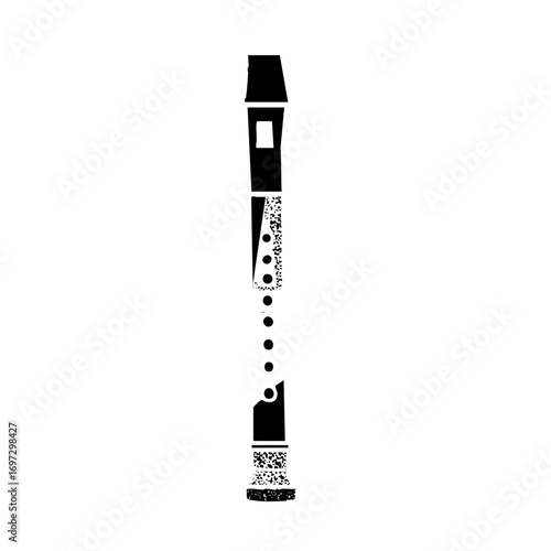 Vector Detailed black silhouette of a clarinet musical instrument.