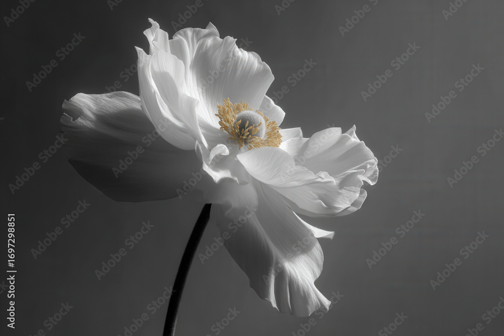 Obraz premium photorealistic ultraminimalist design featuring delicate piece of art set against clean monochrome background