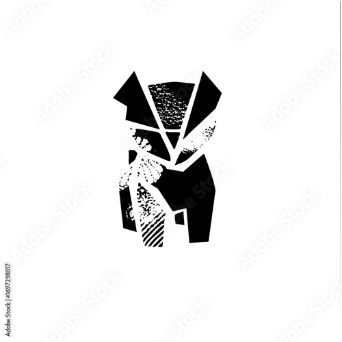 Vector Abstract figures embrace in a dynamic monochrome .