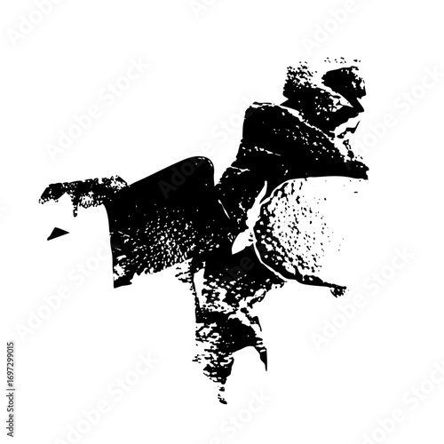 Vector Dynamic equestrian depicts a rider on horseback in a textured style.
