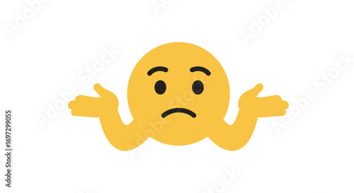 Confused Emoji with Shrugging Gesture Depicting Uncertainty and Ambivalence