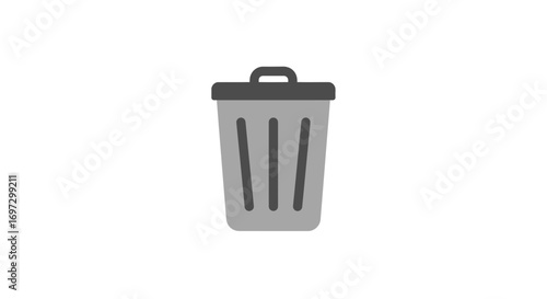 Gray Trash Can Icon Illustration on Isolated White Background Scene