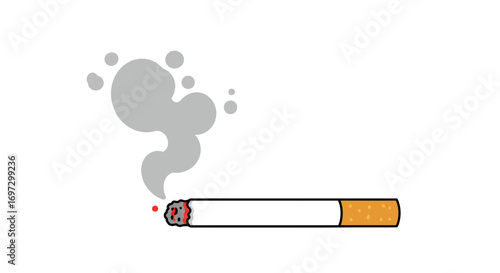 Stylized illustration of a smoking cigarette against a white background