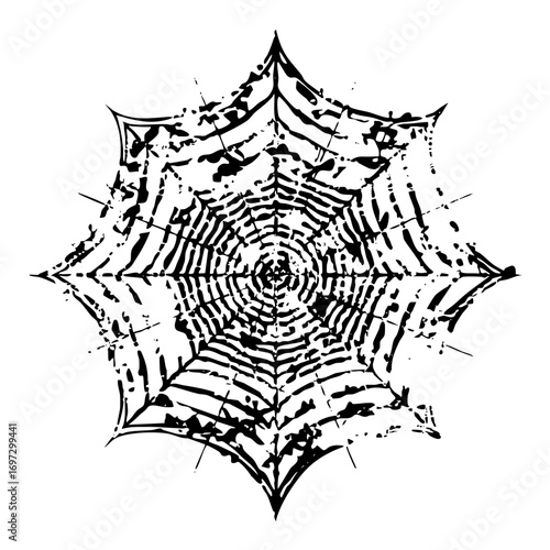 Vector Intricate radial web with pointed extensions.