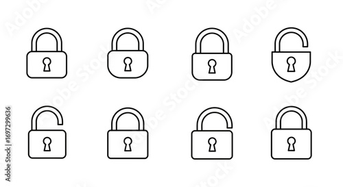 Simple and Clean Set of Lock Icons Representing Security and Protection