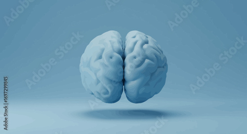 Monochromatic Representation of Human Brain on Blue Backdrop Conveying Mind Power