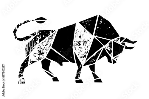 Vector Geometric bull with textured details.