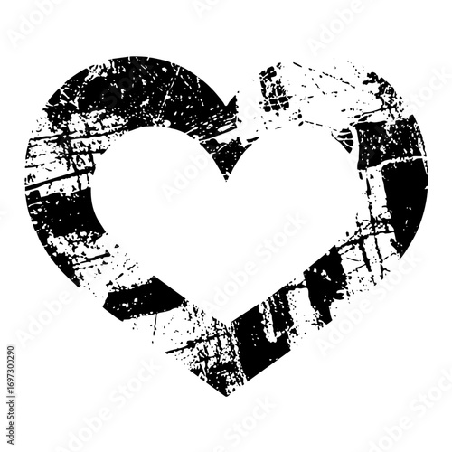 Vector Distressed heart shape with textured edges.