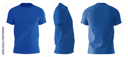 Realistic 3D blue shirt design showcasing varied angles and textures