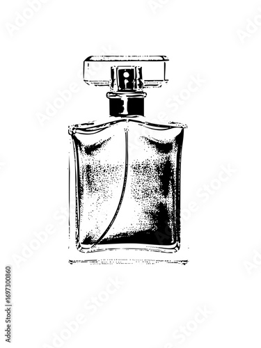 Vector Elegant perfume bottle in monochrome style.