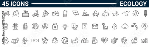 Ecology Line Editable Icons set. Editable stroke. Vector illustration