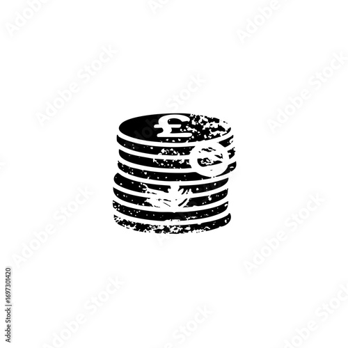 Vector Stacked currency coins with pound symbol .