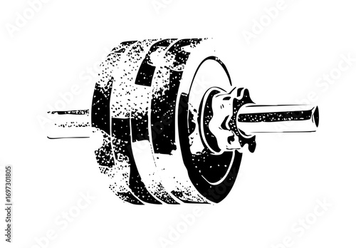 Vector Weightlifting barbell with stacked plates .