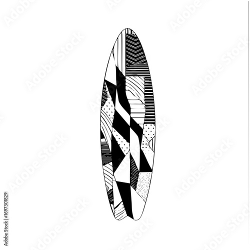 Vector Abstract surfboard with geometric .