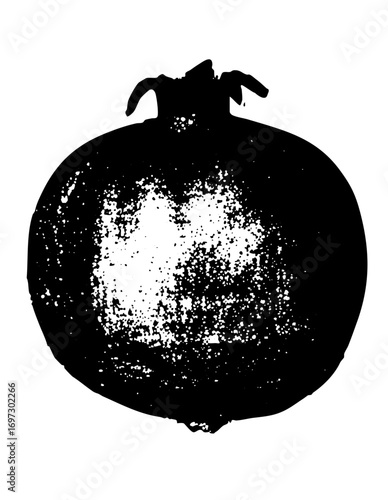 Vector Detailed of a cut pomegranate displaying seeds.