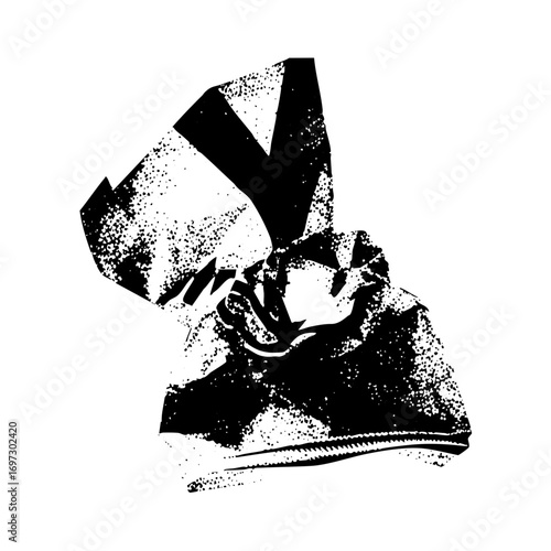 Vector of a high-top sneaker with textured details.