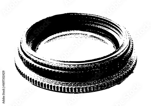 Vector Detailed of a camera lens mount with textured rings.