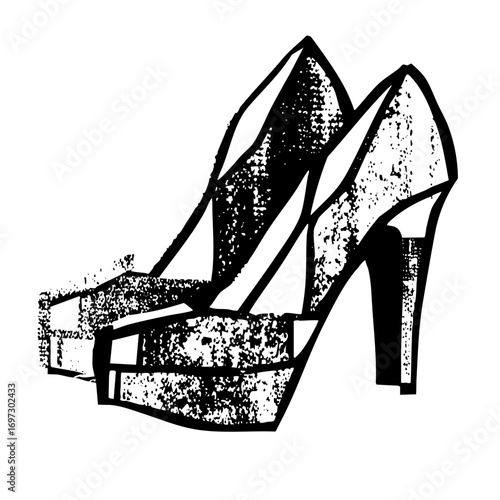 Vector Elegant high-heeled platform shoes .