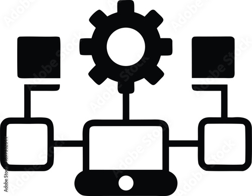 Digital workflow vector icon.