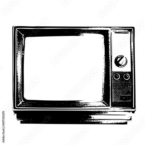 Vector Vintage television set with knobs and blank screen.