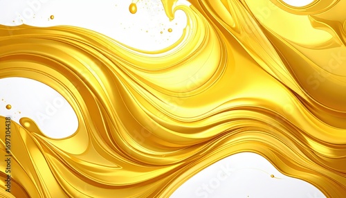 Lustrous River of Molten Gold Swirling Dynamically with Droplets.