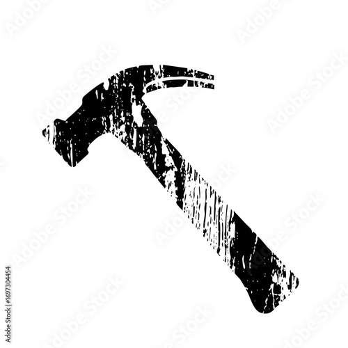 Vector Black silhouette of a claw hammer tool .